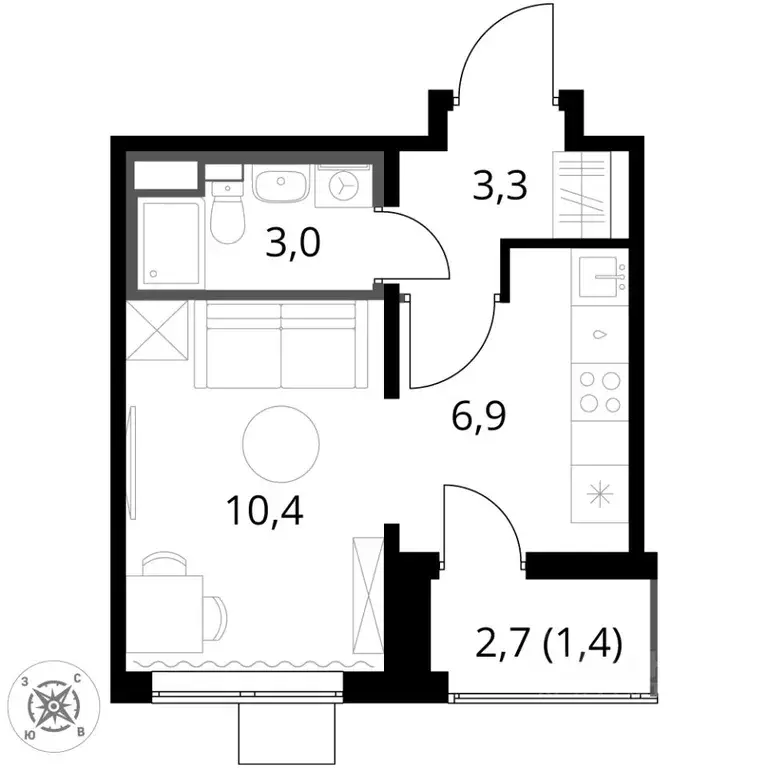 1-к кв. Московская область, Химки ул. 1-я Сестрорецкая, 1 (25.0 м) - Фото 2