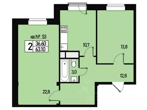 2-к кв. Москва ул. Борисоглебская Слобода, 9 (62.8 м) - Фото 1