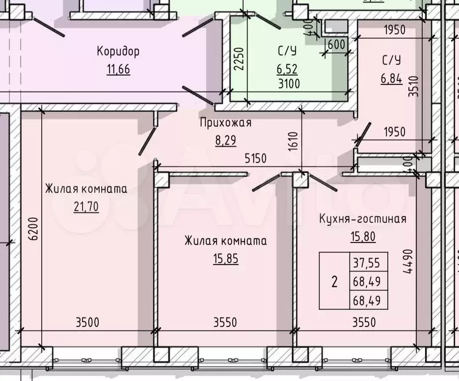 2-к. квартира, 58 м, 3/10 эт. - Фото 1