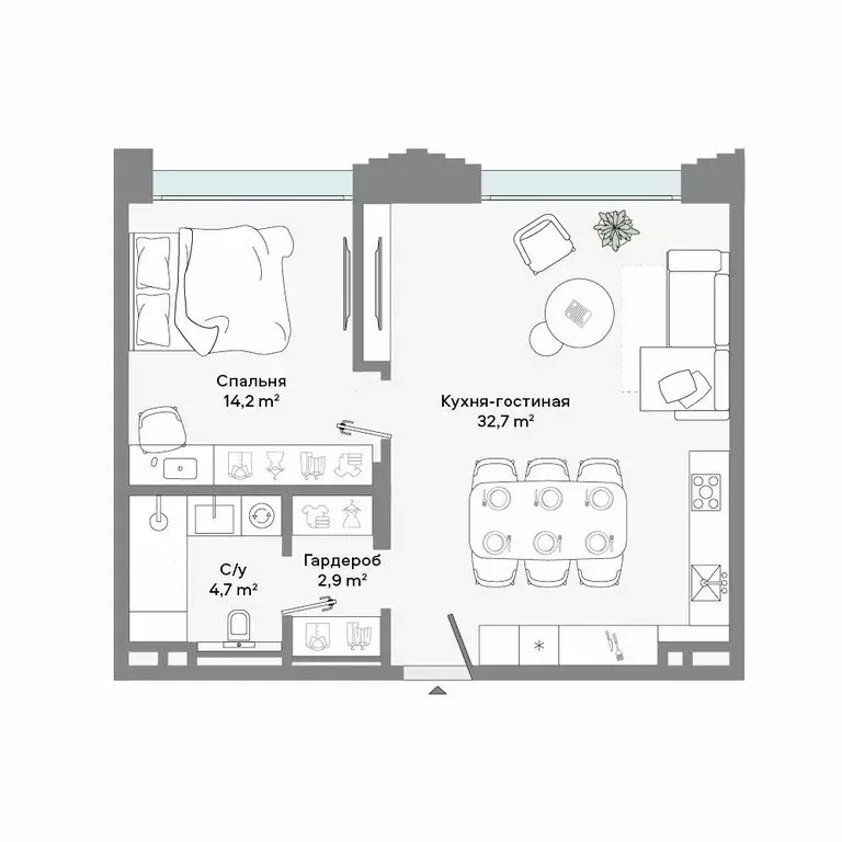 1-комнатная квартира: Москва, Ленинский проспект, 2 (55 м) - Фото 1