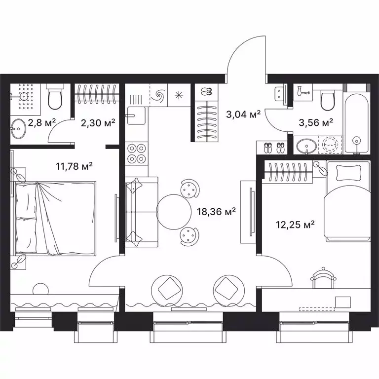 2-комнатная квартира: Киржач, улица Свердлова, 10А (54 м) - Фото 1
