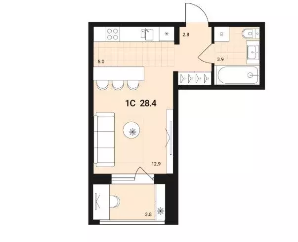 Продаётся квартира-студия, 28.4 м - Фото 0