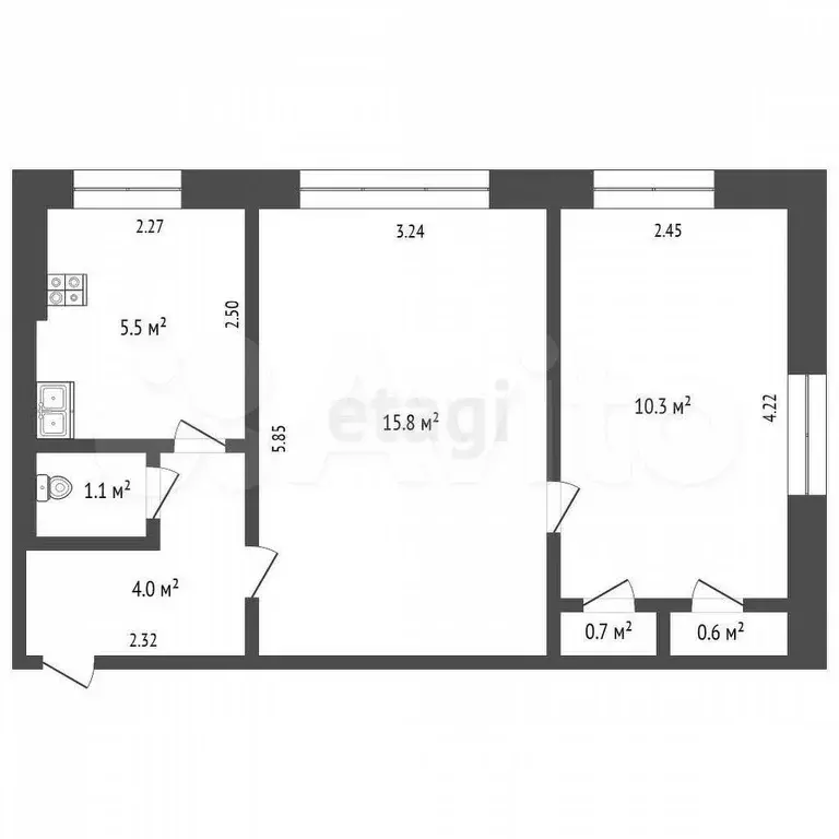 2-к. квартира, 38 м, 3/3 эт. - Фото 0