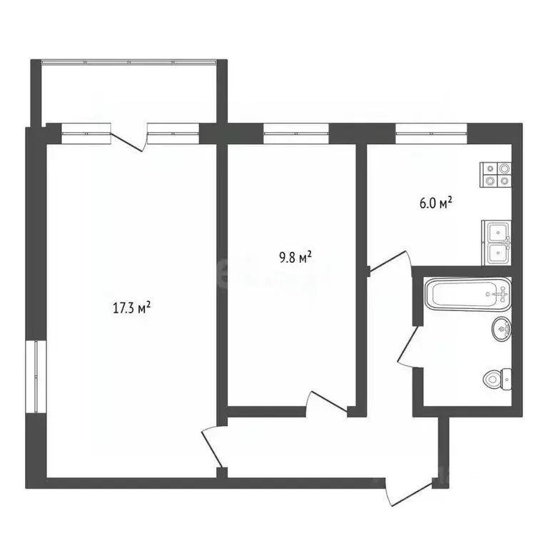 2-к кв. Московская область, Химки Первомайская ул., 4 (41.7 м) - Фото 2