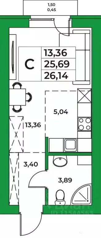 1-к кв. Башкортостан, Уфимский район, Зубовский сельсовет, с. Зубово ... - Фото 1