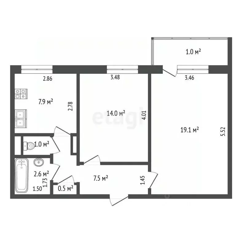 2-к кв. Мордовия, Саранск Волгоградская ул., 100 (52.6 м) - Фото 1