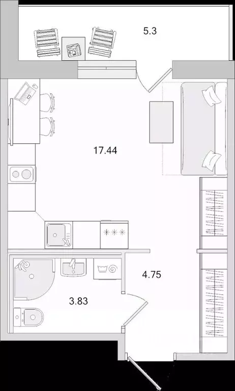 Студия Санкт-Петербург пос. Парголово, дор. Михайловская, 6 (31.0 м) - Фото 1
