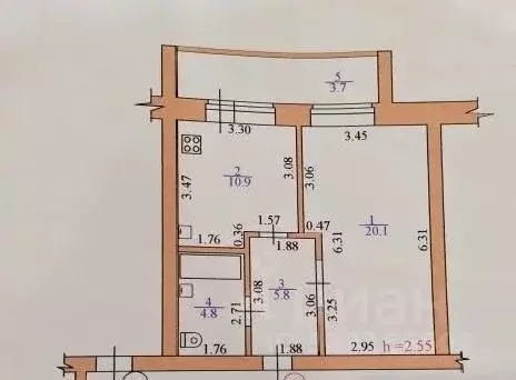 1-к кв. Мордовия, Саранск просп. 50 лет Октября, 41 (42.0 м) - Фото 2