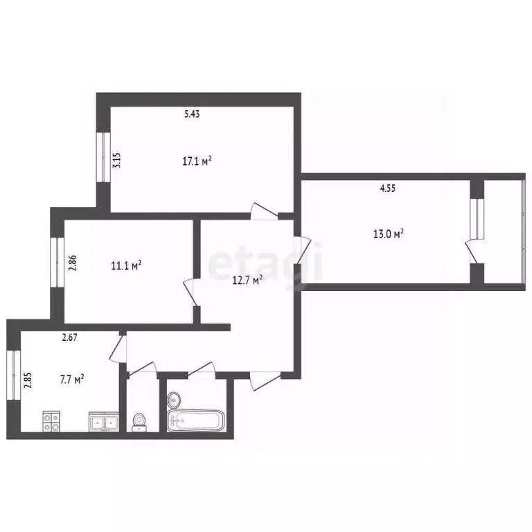 Комната Ямало-Ненецкий АО, Новый Уренгой Мирный мкр, 2-1 (21.0 м) - Фото 1