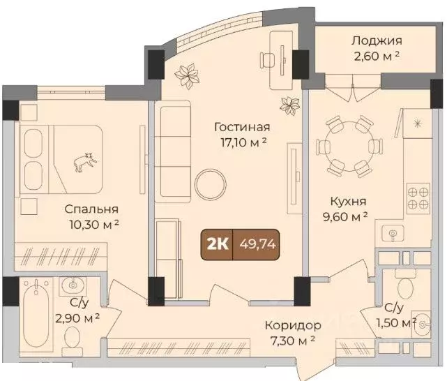 2-к кв. Краснодарский край, Краснодар Музыкальный мкр, ул. Имени ... - Фото 0
