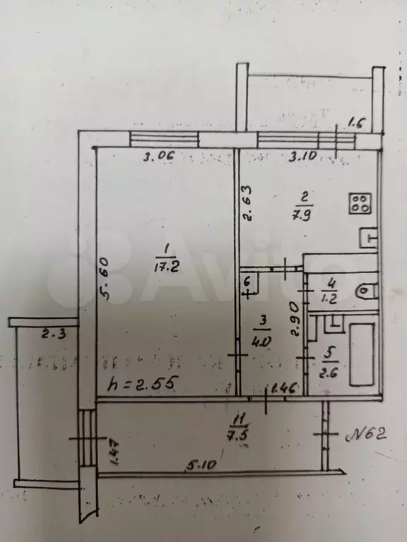 2-к. квартира, 45 м, 9/9 эт. - Фото 0