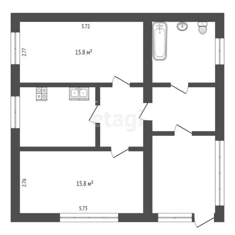 Дом в Ханты-Мансийский АО, Сургут пос. Мехколонна-32,  (71 м) - Фото 2