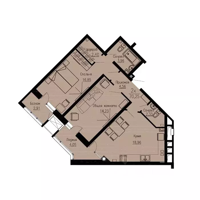 2-к кв. Ставропольский край, Пятигорск Скачки мкр,  (70.25 м) - Фото 1