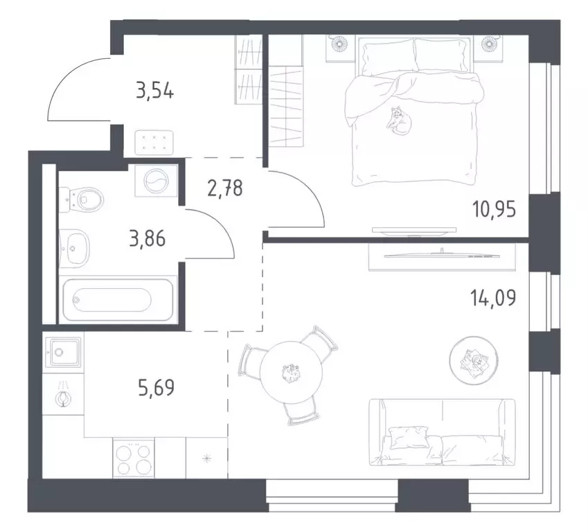 1-комнатная квартира: Ленинский городской округ, ЖК Новое Видное, 18.1 ... - Фото 1
