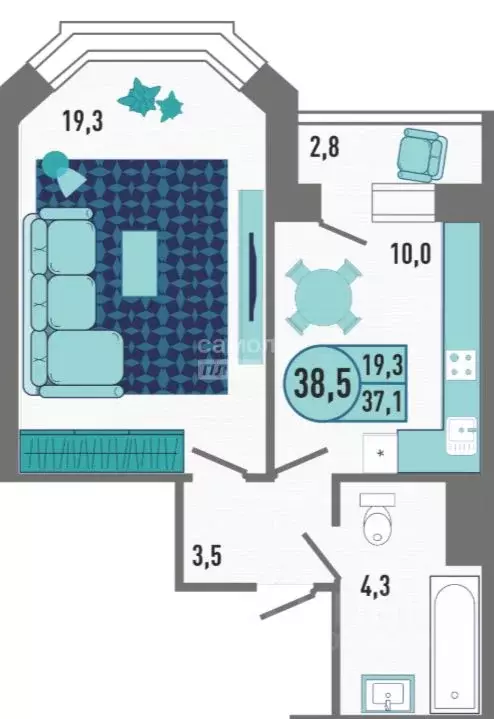 1-к кв. Липецкая область, Липецк Минская ул., 4Ак1 (38.5 м) - Фото 2