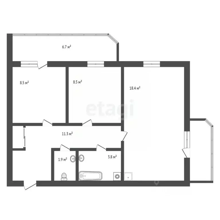 2-к кв. Амурская область, Благовещенск ул. Ломоносова, 249 (55.7 м) - Фото 2
