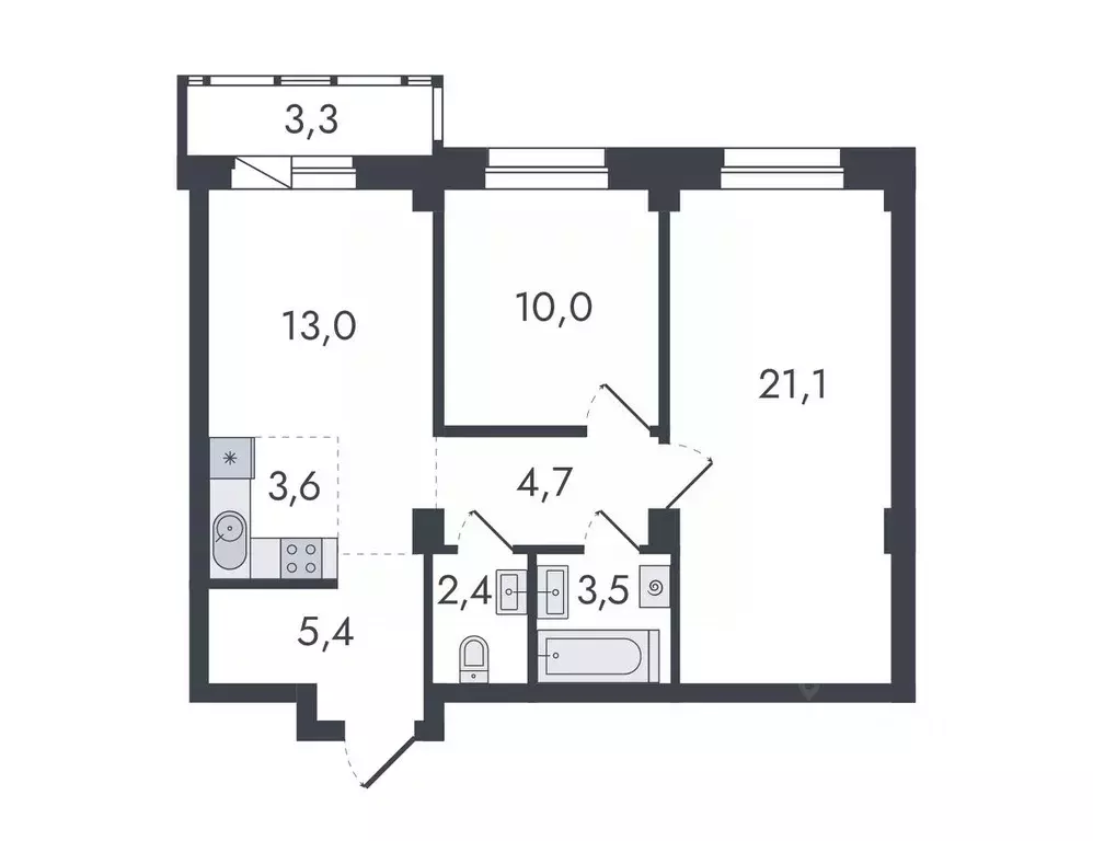 3-к кв. Кировская область, Киров ул. Чистопрудненская, 13 (67.0 м) - Фото 0