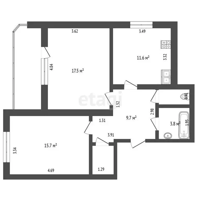2-комнатная квартира: Кемерово, улица Дружбы, 29 (62.4 м) - Фото 0