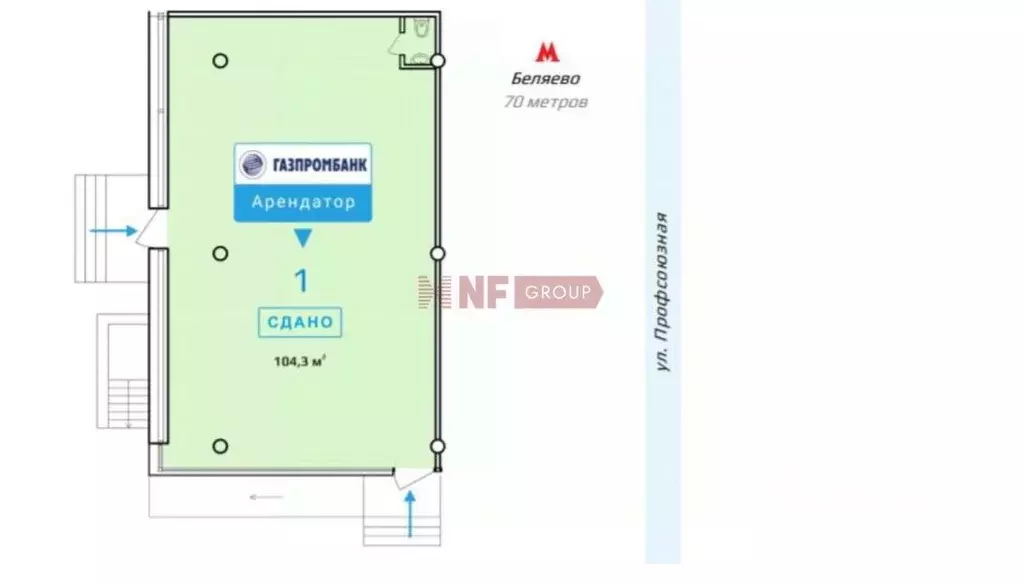 Торговая площадь в Москва Профсоюзная ул., 104/47 (104 м) - Фото 1