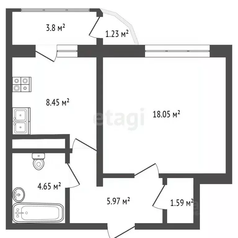 1-к кв. Москва, Москва, Московский г. ул. Лаптева, 8к1 (41.02 м) - Фото 2
