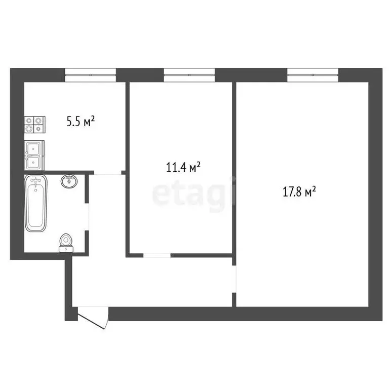 2-комнатная квартира: Воронеж, Ростовская улица, 34Б (43.9 м) - Фото 1