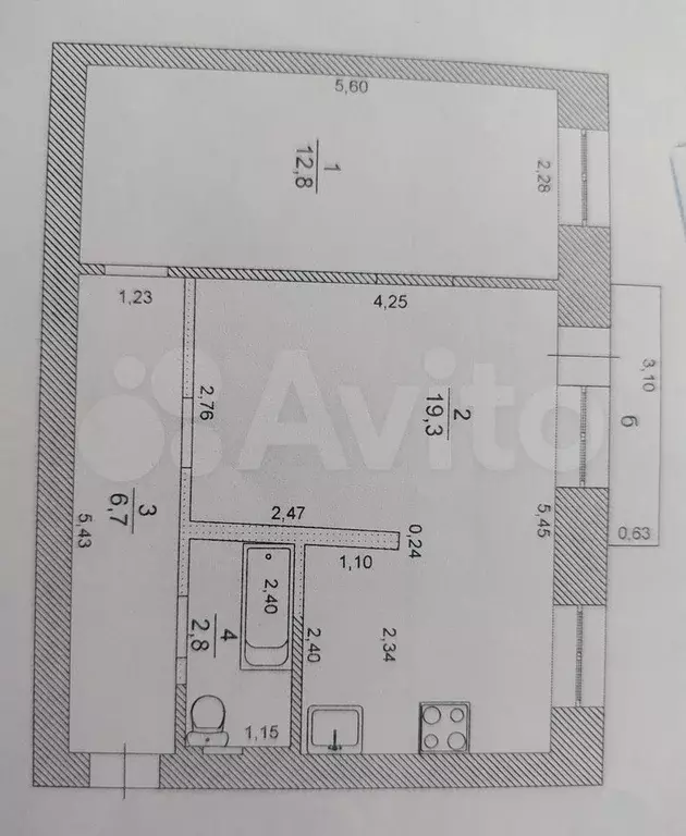 2-к. квартира, 41,6 м, 2/2 эт. - Фото 0