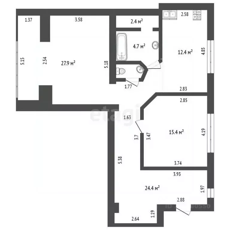 2-к кв. Кемеровская область, Новокузнецк ул. Кирова, 75 (88.6 м) - Фото 2