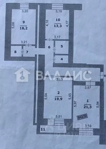 3-к кв. Белгородская область, Белгород ул. Щорса, 53 (97.0 м) - Фото 1