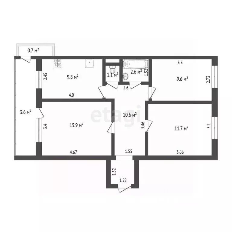 3-к кв. Мордовия, Саранск ул. Володарского, 92А (61.3 м) - Фото 1