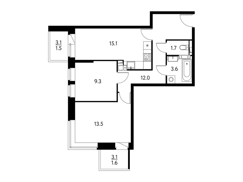 2-комнатная квартира: Щёлково, Центральная улица, 69 (58.24 м) - Фото 1