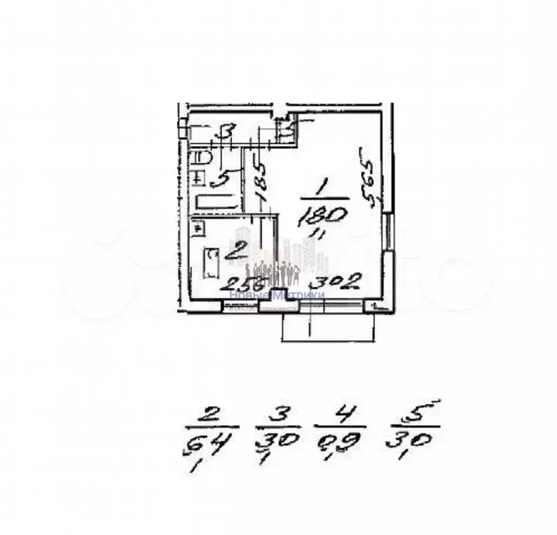 1-к. квартира, 31,3 м, 5/5 эт. - Фото 0