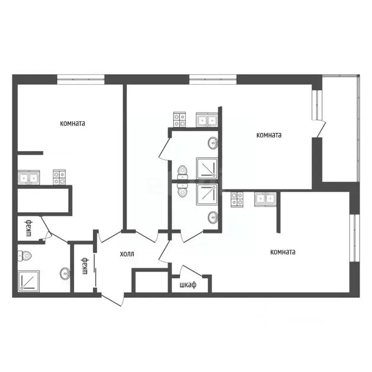 3-к кв. Москва Смольная ул., 44к1 (54.9 м) - Фото 2