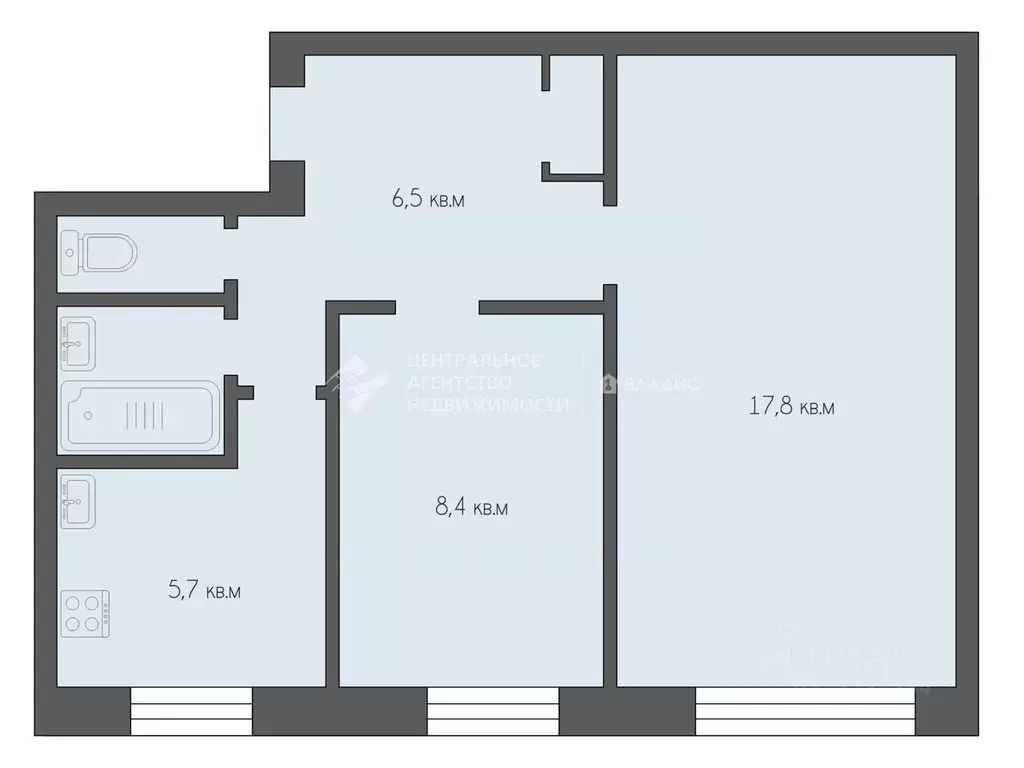 2-к кв. Рязанская область, Рязань ул. Крупской, 5к1 (42.4 м) - Фото 1