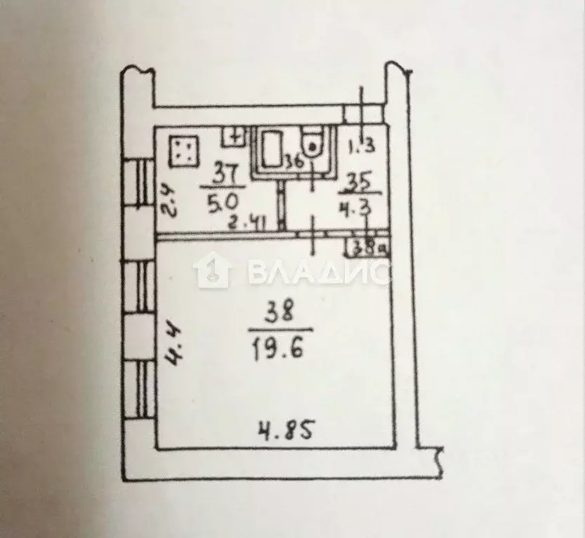 1-к кв. Владимирская область, Владимир ул. Усти-на-Лабе, 31 (31.2 м) - Фото 2