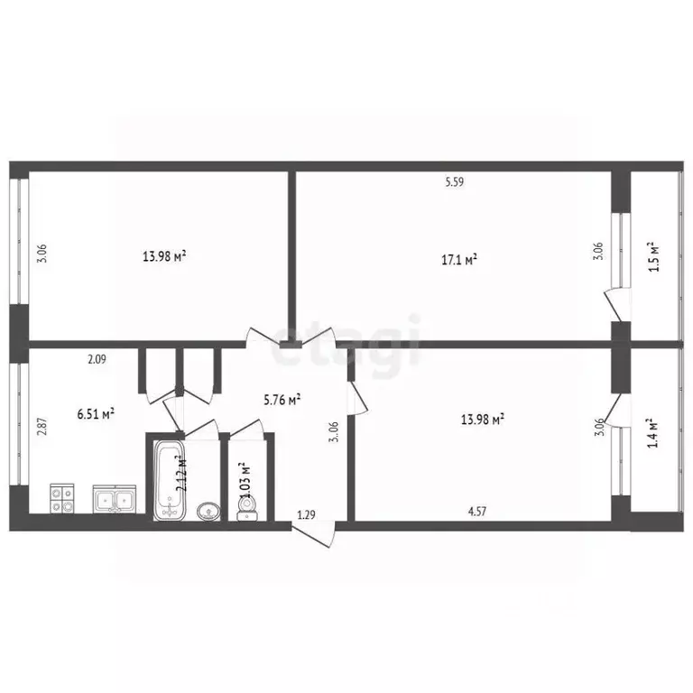 3-к кв. Мордовия, Саранск ул. Сущинского, 1 (61.2 м) - Фото 2