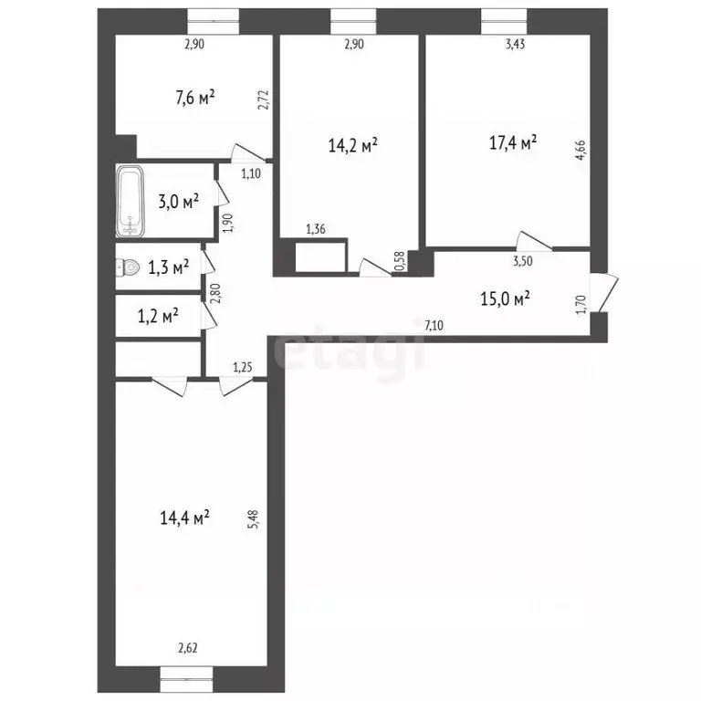 3-к кв. Челябинская область, Чебаркуль ул. Ленина, 20 (76.2 м) - Фото 2