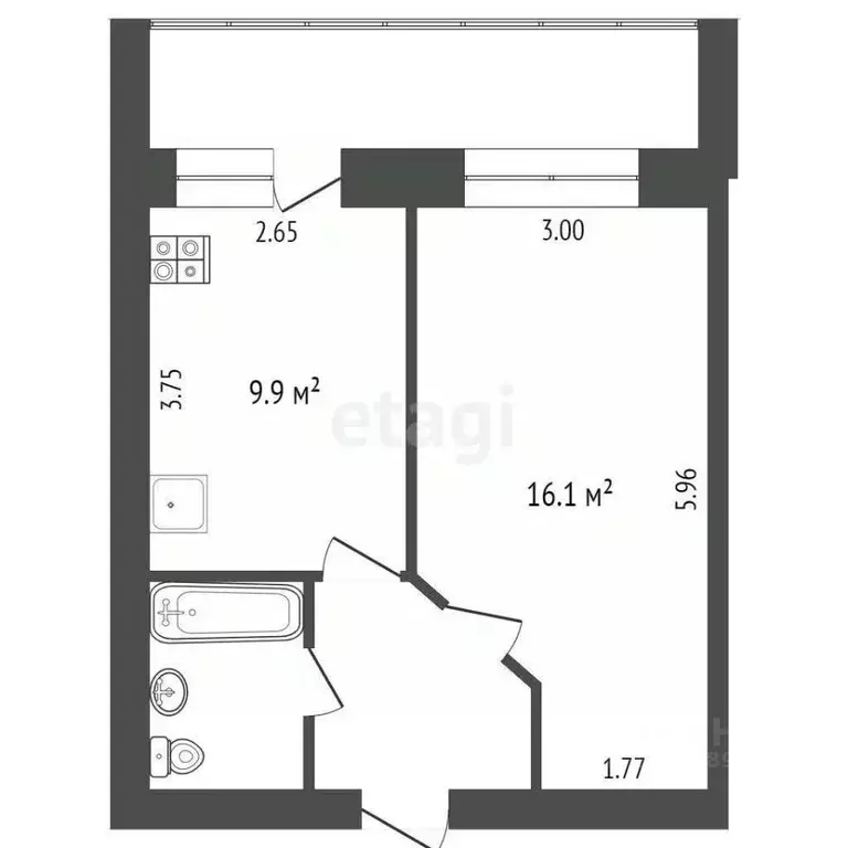 1-к кв. Вологодская область, Вологда Воркутинская ул., 17 (33.1 м) - Фото 1