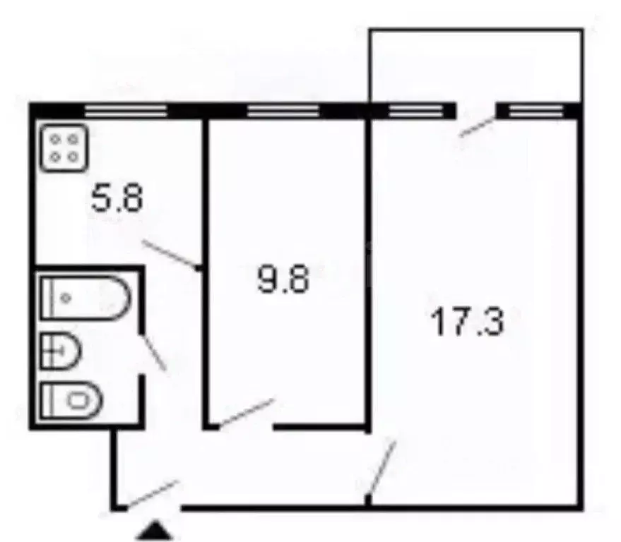 2-к кв. Татарстан, Казань ул. Короленко, 67 (43.8 м) - Фото 2