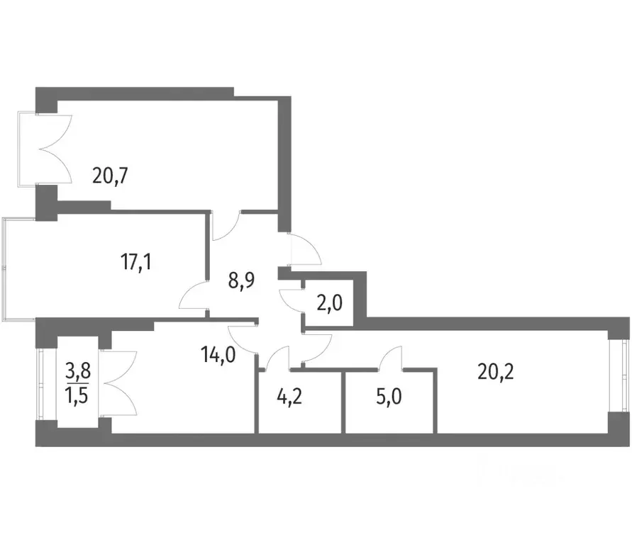 3-к кв. Санкт-Петербург ул. Академика Константинова, 1к1 (94.0 м) - Фото 0