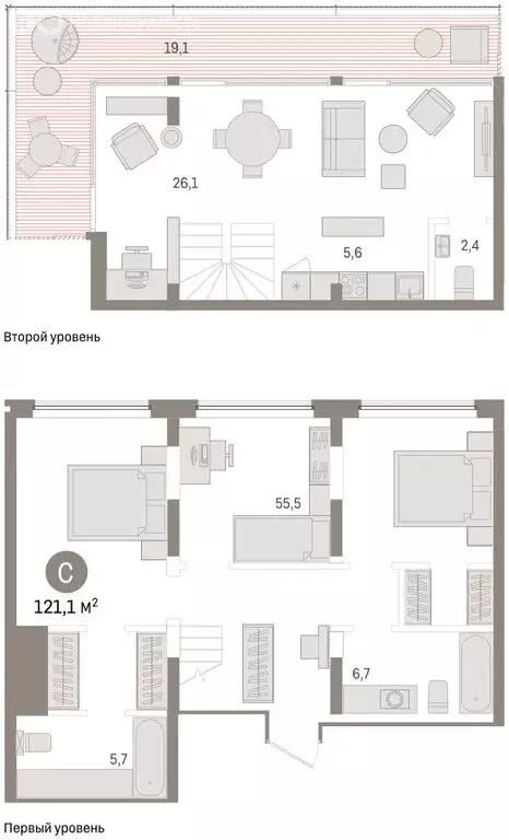 2-комнатная квартира: Тюмень, Причальная улица, 5 (121.1 м) - Фото 2