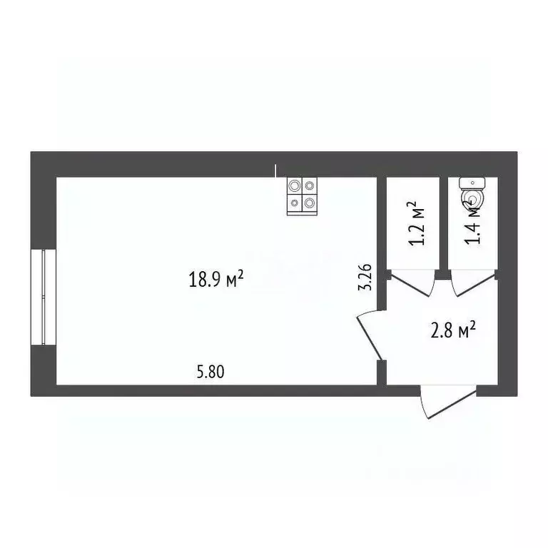 Студия Тюменская область, Тюмень ул. Республики, 229 (18.9 м) - Фото 1