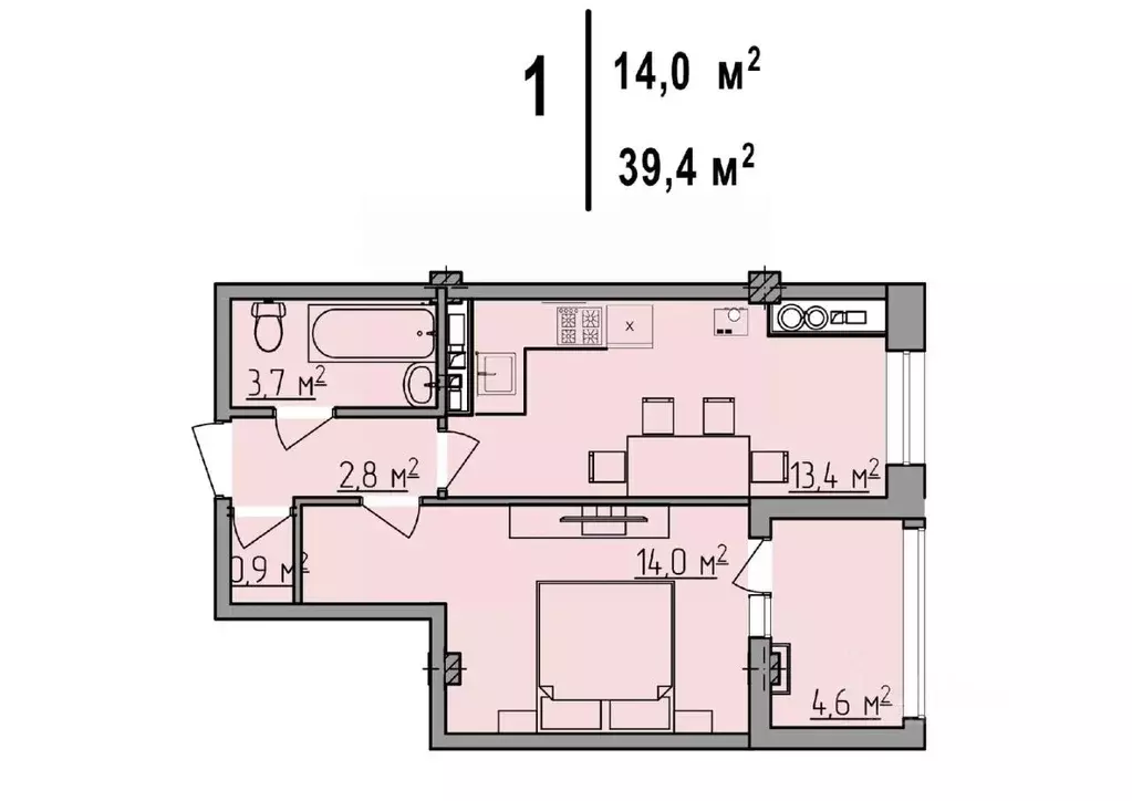 1-к кв. Липецкая область, Липецк ул. И.В. Шкатова, 21 (39.4 м) - Фото 1