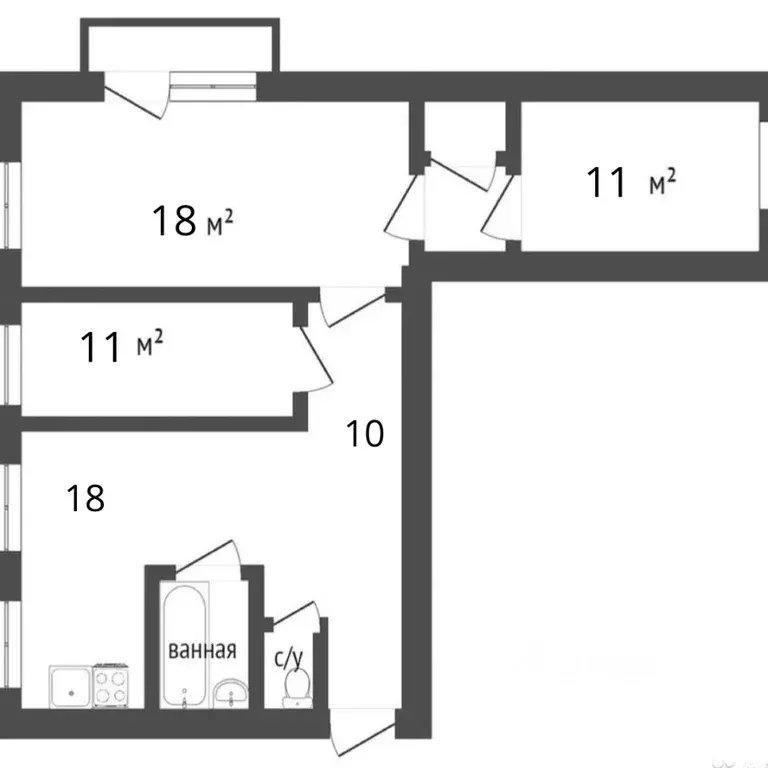 3-к кв. санкт-петербург хасанская ул, 24 (74.0 м) - Фото 1