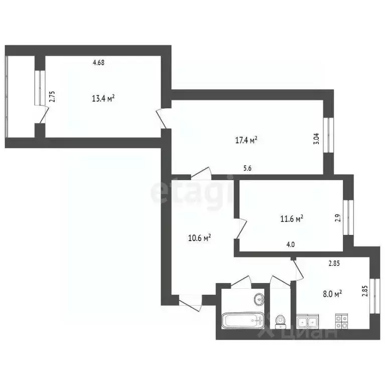 3-к кв. Ямало-Ненецкий АО, Новый Уренгой Советский мкр, 5/1 (65.7 м) - Фото 1