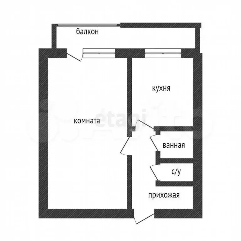 1-к. квартира, 31,7 м, 4/9 эт. - Фото 0