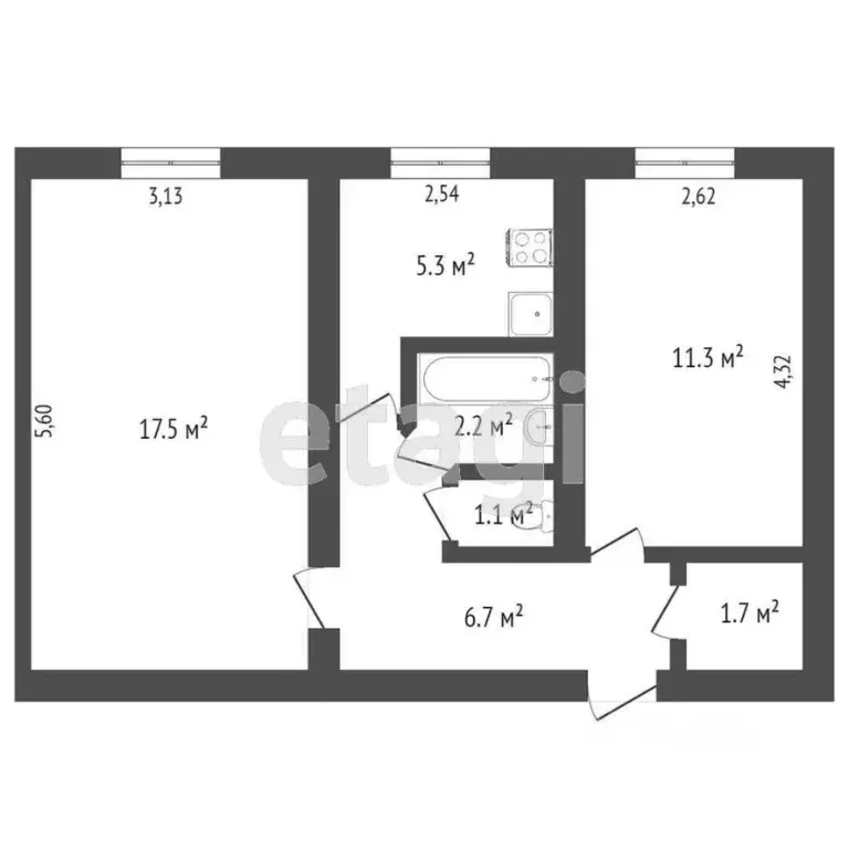 2-к кв. Севастополь просп. Октябрьской Революции, 23к1 (49.6 м) - Фото 1