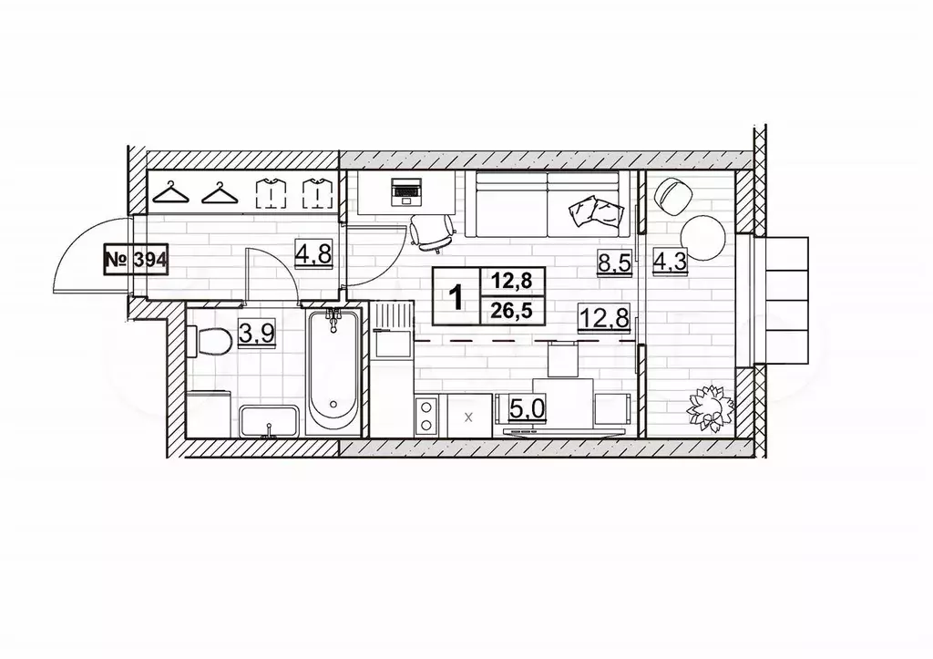 Квартира-студия, 26,5 м, 24/24 эт. - Фото 0