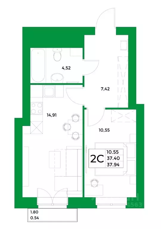 1-к кв. Башкортостан, Уфимский район, Зубовский сельсовет, с. Зубово ... - Фото 1