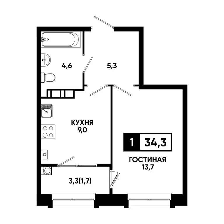 1-комнатная квартира: Кисловодск, улица Катыхина, 185 (34.3 м) - Фото 0