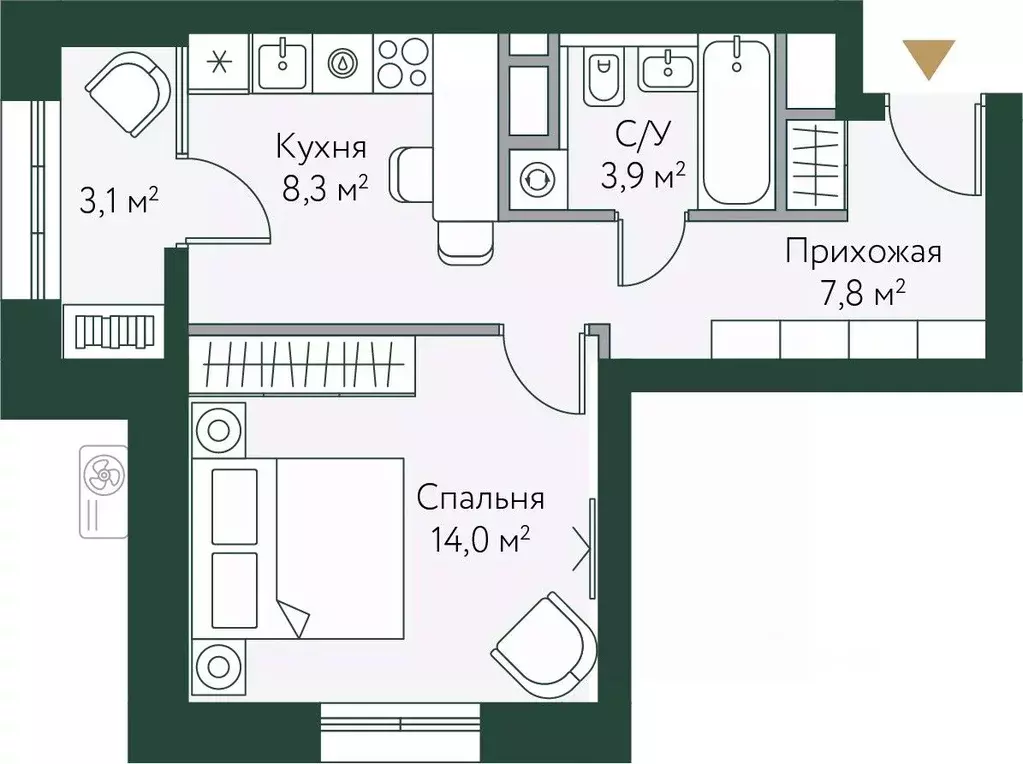 1-к кв. Волгоградская область, Волгоград Новосибирская ул., 74 (37.1 ... - Фото 0